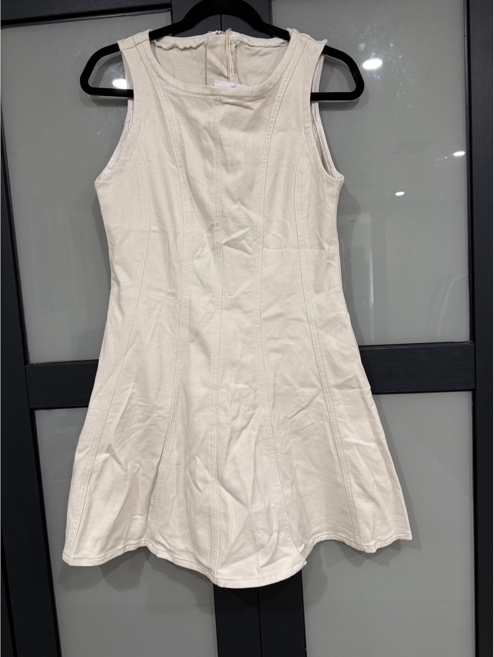 Cream Denim Fit & Flare Mini Dress – Size Medium